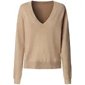 Pepe Jeans for woman. PL7000091 Coraline V beige jumper (M), Casual, Cotton