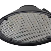 LINDBY LED-vegglampe Capelo, svart, metall, sensor, Ø20 cm