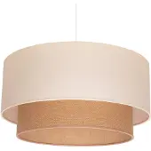 Duolla Boho-pendellampe, ecru/brun, Ø 45 cm, tekstil