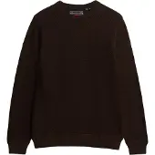Superdry for man. M6110681A Light Texture dark brown jumper (XXL), Casual, Cotton, Short sleeve