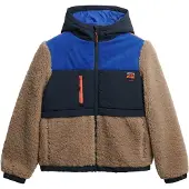 Superdry for woman. W5012035A Gray Hooded Fleece Jacket (M), Brown, Casual, Polyester