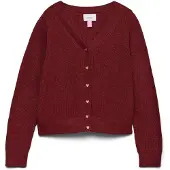 Vero moda Newlex cardigan hjerter V-hals vinrød (158/164)