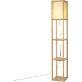 QAZQA Moderne gulvlampe tre med beige skjerm - Stojan