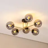 Emibig Taklampe Glassy, svart/gull/grafitt, 75 cm, 6 lyskilder
