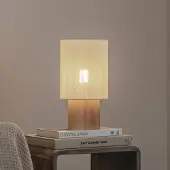 Lamkur Bordlampe Asolita, hvit, høyde 30 cm, trefot