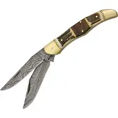 Damascus Filework Folding Hunter