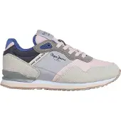 Pepe Jeans for girl. PGS400007 London Bet grey trainers (35), Leather, Flat, Laces, Casual, children's fashion