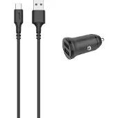 Gear Oplader 12V 2xUSB-A inkl. USB-C kabel