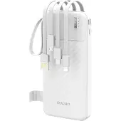 Dudao K11 10000mAh Powerbank med innebygde USB-kabler - Hvit