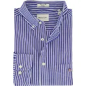 Gant for man. 3000130 Blue striped poplin shirt Regular Fit (3XL), Casual, Cotton, Classic, Long sleeve