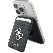 GUESS 4G-kortholder med metallogo og stativ - MagSafe-kompatibel - Svart