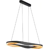 Highlight LED-hengelampe Ascoli, 100 x 36 cm svart/gull, metall, dimbar