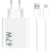 Xiaomi 67W reiselader med 6A USB-C-kabel MDY-14-EW - Bulk - Hvit