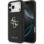 GUESS Grained Big 4G & Classic Logo-etui til iPhone 17 Pro Max – svart
