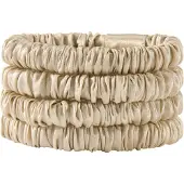 Lenoites Mulberry Silk Skinny Scrunchie Beige