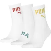 Puma Logo Short Crew Socks Unisex (3-pack), Clothing, White Combo, 35-38