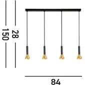Searchlight Hengelampe Signal, lengde 84 cm, svart/gullfarget, metall