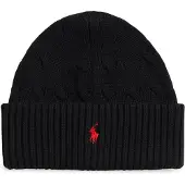 Ralph Lauren unisex. 323980663003 Cable knit black cotton beanie (L/XL), Casual