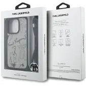 Karl Lagerfeld Crossbody-etui med kornet mønster og logo til iPhone 16 Pro - Grå