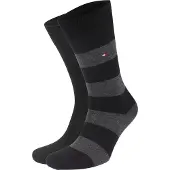 Tommy Hilfiger sokker 2-pakke stripet og ensfarget svart Antrasitt Svart Grå Størrelse