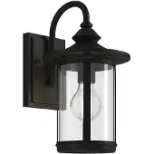LINDBY utendørs vegglampe Zayn, svart, glass, høyde 33 cm, IP23