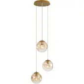 QAZQA Art Deco Pendellampe Messing med Gult Glass 3-Lys - Douglass