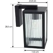 LINDBY utendørs vegglampe Bolgar, svart, metall, glass, 15 cm