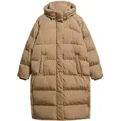 Superdry for woman. W5011801A Long quilted coat with brown hood (XL), Casual, Polyester, Sustainable