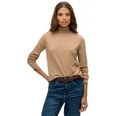 Superdry for woman. W6110645A Classic Brown Turtleneck Sweater (M), Casual, Synthetic, Polyester, Long sleeve, Taupe