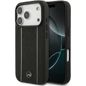 Mercedes Leather Star Pattern Stripes Magsafe Iphone 17 Pro Telefondeksel