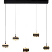 Paul Neuhaus LED-hengelampe Falling Rings, svart, lengde 101 cm, 5 lyskilder
