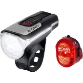 Sigma Sport Aura 80 + Nugget II Sett, Baklys + frontlys (sett), Sort, Aluminium, Plast, IPX4, LED, Rød/hvit