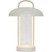 Nordlux LED-batteridrevet bordlampe Mirano, beige, høyde 29 cm Metall