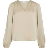 Vila Ellette Smock Satin Top Langermet Bluse