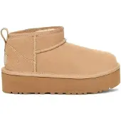 Ugg unisex for kids. 1157791K Beige Classic Ultra Mini Platform leather ankle boots (36), 3 to 5 cm, Suede, None, Casual, children's fashion