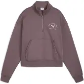Puma Class Half-Zip Short Crew Women, Clothing, Raisin, S
