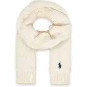 Ralph Lauren unisex. 323953206005 Cable knit white cotton scarf (L/XL), Casual