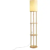 QAZQA Moderne gulvlampe tre med beige skjerm - Stojon