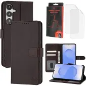 MyTPhone Samsung Galaxy S25+ CardMate MagSafe lommebokveske i lær med kortholder, stativ, 2x skjermbeskytter - mørkebrun