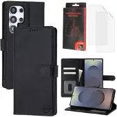 MyTPhone Samsung Galaxy S25 Ultra CardMate MagSafe lommebokveske i lær med kortholder, stativ, 2x skjermbeskytter - svart
