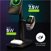 Mophie 3-in-1 - Trådløst ladestativ - uttrekkbar, med MagSafe + AC-strømadapter - 15 watt - MFI-sertifisert - Europa
