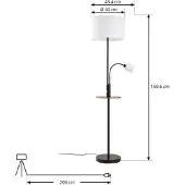 LINDBY Gulvlampe Aovan, svart, hyller, USB-port