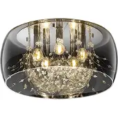 TRIO Crystel-taklampe av glass, krom, Ø 50 cm