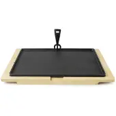 Ibili Støpejernplate + Trebase 38x28 Cm