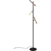 TRIO LED-gulvlampe Fiato, 3 lyskilder, matt svart, metall, dimmer