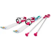 Gizmo Wanna Haves Ski til barn 90 cm med skistaver, hvit/pink