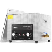 Vevor 15L ultralydrenser med varmetimer og kurv, profesjonell digital sonisk kavitasjonsmaskin, 360W rengjøringsmaskin for laboratorieverktøy, metalldeler, forgasser, messing, bildeler, motordeler