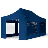 TOOLPORT 3x6 m aluminium, pop up partytelt, 4 sidepaneler, mørkeblå
