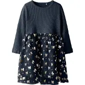 Name it Kjole - Rib/Tyl - NmfRosally - Navy Blazer m. Trykk - - 2 år (92) - Kjole