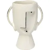 Kare Face Pot-vase, høyde 30 cm, glasert steintøy, malt